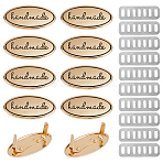 10 Sets Alloy Handmade Bag Metal Label Tags, Oval Sign Embellishments, with Shim, Light Gold, 19.5x40x2.5mm(DIY-AN0001-10)