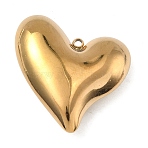 304 Stainless Steel Pendants, Asymmetry Heart Charm, Golden, 32x29.5x8.5mm, Hole: 1.8mm(STAS-K322-19G)