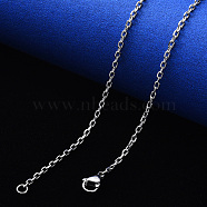 Non-Tarnish 304 Stainless Steel Cable Chain Necklace, with Lobster Claw Clasp, Stainless Steel Color, 19.68 inch(50cm), Link: 2x1.2x0.4mm(NJEW-S420-008A-P)