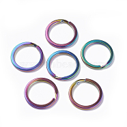 Ion Plating(IP) 304 Stainless Steel Split Key Rings, Keychain Clasp Findings, Rainbow Color, 20x2mm(STAS-L216-09C)