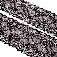 Lace Embroidery Costume Accessories, Applique Patch, Sewing Craft Decoration, Flower, Black, 150~160mm(DIY-WH0185-08B)