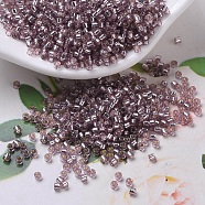 MIYUKI Delica Beads Small, Cylinder, Japanese Seed Beads, 15/0, (DBS0146) Silver Lined Smoky Amethyst, 1.1x1.3mm, Hole: 0.7mm, about 3500pcs/10g(X-SEED-J020-DBS0146)