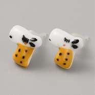 Cute Cartoon Animal Porcelain Stud Earrings, Giraffe, 10x10mm(EJEW-TAC0001-03B)