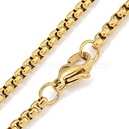 Ion Plating(IP) 201 Stainless Steel Box Chain Necklaces for Women and Men, Real 18K Gold Plated, 23.35 inch(59.3cm)(NJEW-F322-06G)