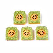 Opaque Epoxy Resin Cabochons, Imitation Food, Bread with Smiling Face, Yellow Green, 21x18x7mm(X-CRES-S358-45)