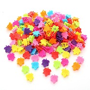 Cute Candy Colors Mini Plastic Claw Hair Clips, with Iron Findings, for Girls, Leaf, 16x15mm, 100pcs/bag(OHAR-P021-09B-03)