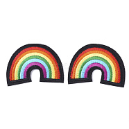 Computerized Embroidery Cloth Iron On Patches, Costume Accessories, Appliques, Rainbow, Colorful, 44x61x2mm(FIND-T030-124)
