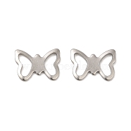 201 Stainless Steel Insect Charms, Butterfly Pendants, Stainless Steel Color, 7x10x0.8mm, Hole: 3x5mm(STAS-J014-17)
