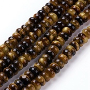 Natural Tiger Eye Beads Strands, Rondelle, 6.5x4mm, Hole: 1mm, about 101pcs/strand, 15.1 inch(38.5cm)(G-G731-03-6mm)