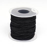 Round Elastic Cord Wrapped by Nylon Thread, Black, 0.8mm, about 54.68 yards(50m)/roll(EC-K001-0.8mm-01)