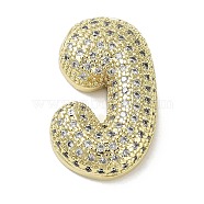 Rack Plating Brass Micro Pave Clear Cubic Zirconia Pendants, Lead Free & Cadmium Free, Long-Lasting Plated, Letter J, 27x11.5x6mm, Hole: 4.5mm(X-KK-R163-05J-G)