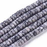 Natural Map Stone/Picasso Stone/Picasso Jasper Beads Strands, Column, 4.5~5x2~2.5mm, Hole: 0.6mm, about 171pcs/strand, 15.35 inch~15.55 inch(39~39.5cm)(G-I265-03)