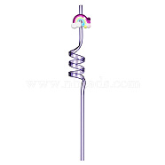 Disposable Plastic Spiral Straws, with Silicone Rainbow Straw Marker, for Party Table Utencils, Medium Purple(RABO-PW0001-153H)