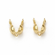 Brass Bead Tips, Calotte End Caps, Clamshell Knot Cover, Real 18K Gold Plated, 6x3mm, Hole: 1.2mm(KK-P228-03G)