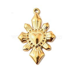 304 Stainless Steel Pendants, Arrows Heart Charm, Golden, 26x17x2.2mm, Hole: 1.2mm(STAS-H482-02G)
