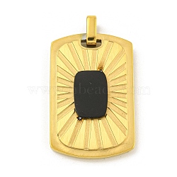 Ion Plating(IP) 304 Stainless Steel Pendants, with Black Acrylic, Rectangle Charm, Golden, 31x20x4mm, Hole: 4x3.5mm(STAS-F307-11G)