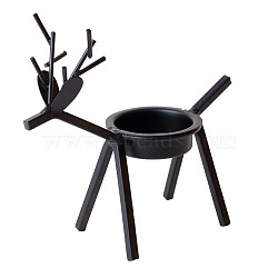 Christmas Theme Iron Candle Holder, Deer, for Wedding, Festival, Party & Windowsill, Home Decoration, Black, 140x55x135mm(CAND-PW0003-007)