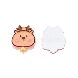 Printed Acrylic Cabochons, with Glitter Powder, Christmas Style, Reindeer, Sandy Brown, 21.5x17x2mm(OACR-N135-32)