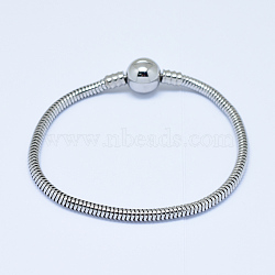304 Stainless Steel European Style Bracelets for Jewelry Making, Stainless Steel Color, 190x3mm(X-PPJ-F002-01A)