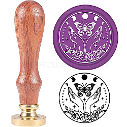 Brass Wax Seal Stamp with Handle, for DIY Scrapbooking, Moon Pattern, 3.5x1.18 inch(8.9x3cm)(AJEW-WH0184-0606)