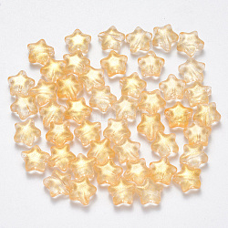 Spray Painted Glass Beads, with Glitter Powder, Star, Gold, 8x8.5x4mm, Hole: 1mm(X-GLAA-R211-04-D03)