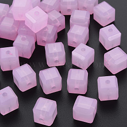 Imitation Jelly Acrylic Beads, Cube, Pearl Pink, 11.5x11x11mm, Hole: 2.5mm, about 528pcs/500g(MACR-S373-89-E10)