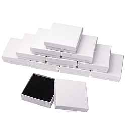 Cardboard Gift Boxes, with Black Sponge inside, Square, White, 9x9x2.9cm(YS-TAC0001-17C-01)