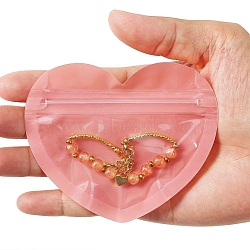 Heart Shaped PVC Zip Lock Bags, with Clear Visible Window, for Jewelry, Light Coral, 8.5x5cm(PW-WG4EC7B-01)