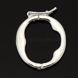 Brass Shortener Clasps, Twister Clasps, Oval Ring, Silver Color Plated, 21x18x2mm(X-KK-M004-03S)