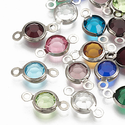 Platinum Mixed Color Flat Round Stainless Steel Links(STAS-S078-16)