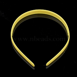 Hair Accessories Plain Plastic Hair Band Findings, with Teeth, Yellow, 114~120x12~12.5mm(OHAR-N005-01D)