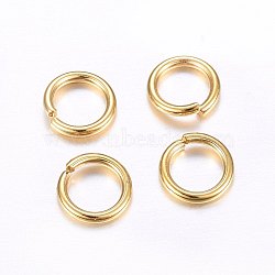 304 Stainless Steel Open Jump Rings, Real 24K Gold Plated, 7x1.2mm, Inner Diameter: 5mm(STAS-O098-02G-09)