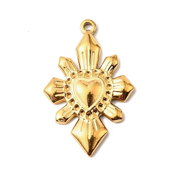 304 Stainless Steel Pendants, Arrows Heart Charm, Golden, 26x17x2.2mm, Hole: 1.2mm