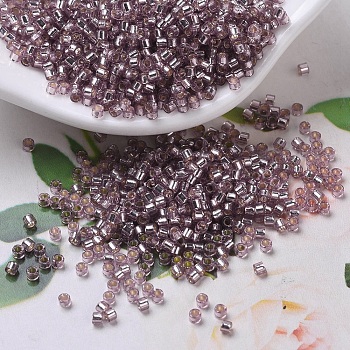 MIYUKI Delica Beads Small, Cylinder, Japanese Seed Beads, 15/0, (DBS0146) Silver Lined Smoky Amethyst, 1.1x1.3mm, Hole: 0.7mm, about 3500pcs/10g