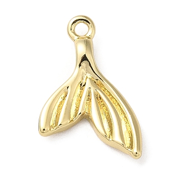 Brass Pendant, Marine Animal Charm, Golden, Fish Tail, 13x9x2mm, Hole: 1mm