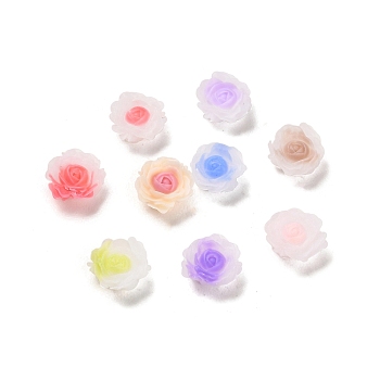 Luminous Resin Decoden Cabochons, Glow in the Dark Flower, Mixed Color, 8x8x3.5mm