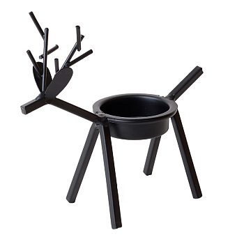Christmas Theme Iron Candle Holder, Deer, for Wedding, Festival, Party & Windowsill, Home Decoration, Black, 140x55x135mm