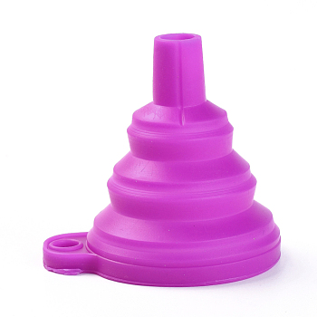 Portable Foldable Silicone Funnel Hopper, for Water Bottle Liquid Transfer, Violet, 7.5x6.1x7.2cm, Unfold: 6.1x7.5x7.2cm