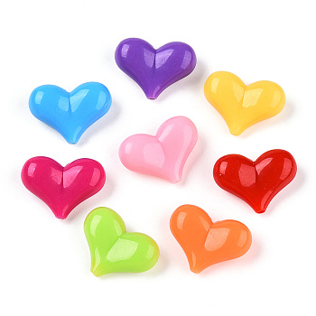 Opaque Acrylic Beads, Heart, Mixed Color, 16x22x8mm, Hole: 1.6mm, about 347pcs/500g