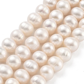 Natural Cultured Freshwater Pearl Beads Strands, Potato, PapayaWhip, 7~8mm, Hole: 0.6mm, about 26pcs/strand, 6.69 inch(17cm)