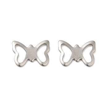 201 Stainless Steel Insect Charms, Butterfly Pendants, Stainless Steel Color, 7x10x0.8mm, Hole: 3x5mm