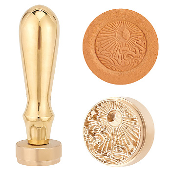 Golden Plated Brass Stamps, DIY Drawing Stamps, Flat Round, Sun, 89x25.5mm, Pattern: 25mm