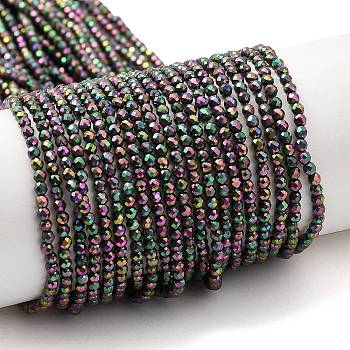 Electroplate Glass Beads Strands, Full Plated, Faceted Round, Rainbow Plated, 2mm, Hole: 0.7mm, about 184~187pcs/strand, 14.45''(36.7cm)