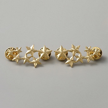 Alloy Star Brooch, Suit Collar Badge Buckle Accessories for Men Women, Light Gold, 20x40x2.5mm, Pin: 1mm, 2Pcs/set