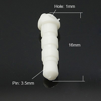Plastic Mobile Dustproof Plugs, White, 16mm, Pin: 3.5mm, Hole: 1mm