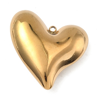 304 Stainless Steel Pendants, Asymmetry Heart Charm, Golden, 32x29.5x8.5mm, Hole: 1.8mm