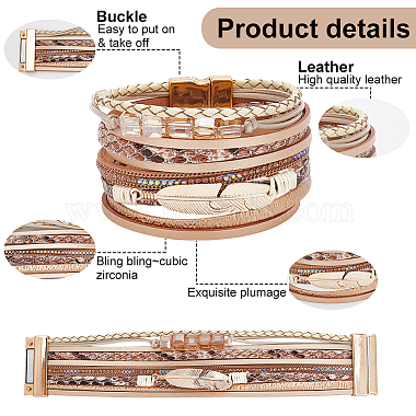 3Pcs 3 Style PU Leather Multi-strand Bracelets Set(BJEW-AN0001-04)-3