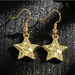 Women's Alloy Micro Pave Cubic Zirconia Dangle Earrings, Star, Golden, 36x17mm(AL-CBA3C8B-05G)