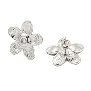 304 Stainless Steel Earring Findings, Flower, Platinum, 20.5x22mm(EJEW-O002-01P)