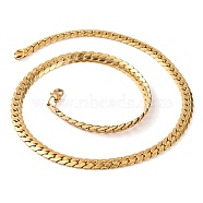 304 Stainless Steel Twist Chain Necklaces for Women, Golden, 19.65~19.69 inch(49.9~50cm), 7mm wide(NJEW-G140-08A-G)